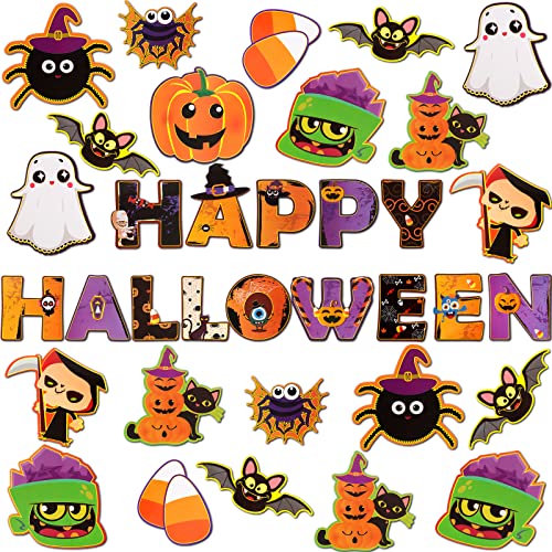Marspark 68 Piece Halloween Decoration Set - Pumpkin Spider Bat Ghost Cutouts - color: Ghost