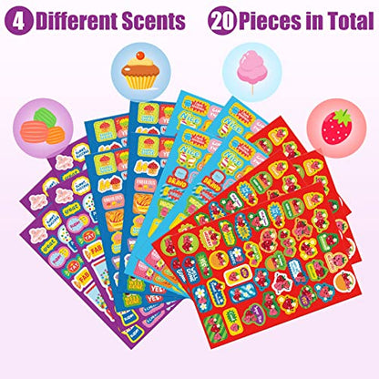 Eersida 750 Pcs Scented Smelly Reward Stickers for Kids Classroom, Motivational Scratch Dessert and Fruit Stickers for Teachers School Classroom Supplies Students Awards(Dessert Scents,Classic Style) - style: Classic