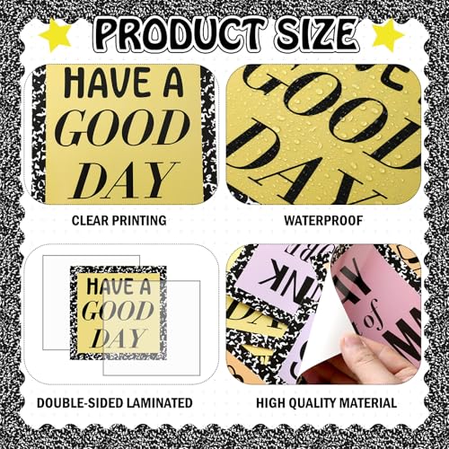 Today is a Good Day Bulletin Board Set Composition Notebook Classroom Decor, Composition Bulletin Board Paper Positive Affirmations Cutouts for Back to School Wall Door Chalkboard Decor - style: Composition Notebook