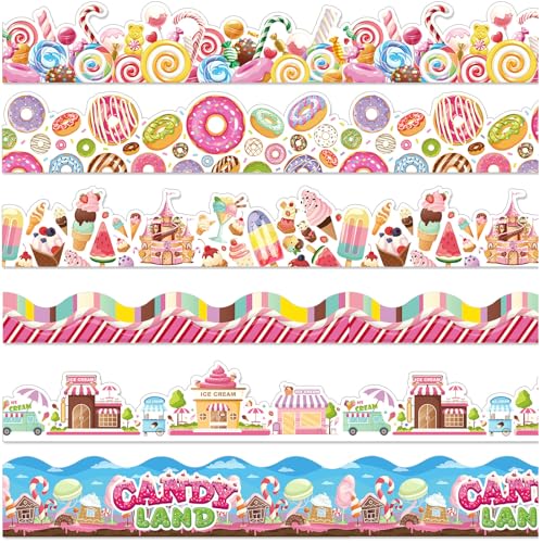 Containlol 118 ft Borders for Bulletin Board Decoration, Candyland Bulletin Board Borders Cute Scalloped Trim for School Classroom Whiteboard Chalkboard Birthday Decor - style: Candy Land Style