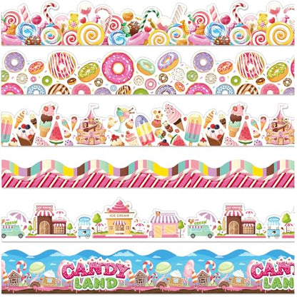 Containlol 118 ft Borders for Bulletin Board Decoration, Candyland Bulletin Board Borders Cute Scalloped Trim for School Classroom Whiteboard Chalkboard Birthday Decor - style: Candy Land Style