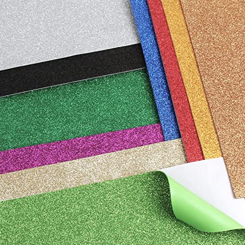 LOMIMOS 10 PCS Self Adhesive EVA Foam Paper Sheets,Colorful Glitter Paper for Handicraft Arts and Crafts DIY Project Classroom(8x12 in) - color: Adhesive Glitter