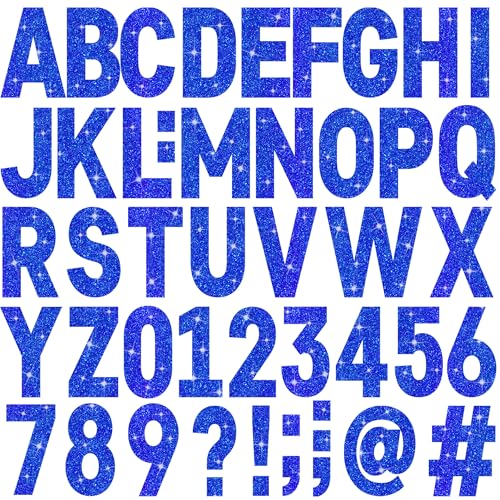 24 Sheets Large Letter Stickers Big Font Glitter Alphabet Number Stickers Self Adhesive Stick on Letters for Poster Board Bulletin Board Mailbox Crafts Classroom Home Decor (Navy Blue, 6 Inch) - color: Navy Blue, size: 6 Inch