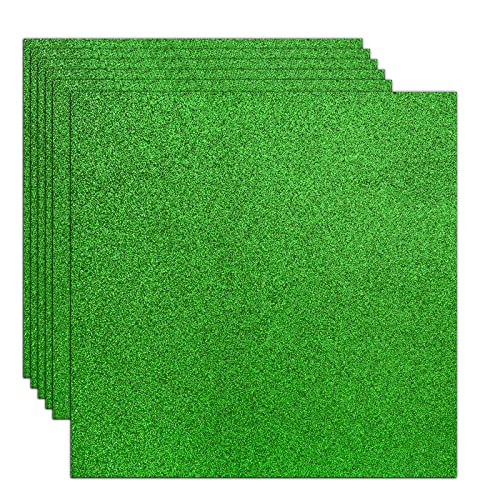 Rramorrra Green Glitter Cardstock Paper 12" x 12" 15 Sheets 350gsm/130lb Heavyweight Premium Green Sparkly Construction Paper for Cricut Machine, Craft, Scrapbooking, Christmas, Party Decorations - color: Green
