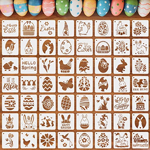 Augshy Easter Stencils, 56 Pack Holiday Stencils Easter Painting Stencils Set for Scrapbooking Drawing Wall Floor Decor DIY Rock Painting Art Projects (3 Inch) - style: Easter