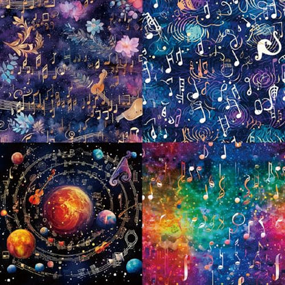 Cosmic Galaxy Scrapbook Paper Pad, 6 x 6 Inch Musical Note & Guitar 160gsm Cardstock for Scrapbooking, 24 Sheets Watercolor Starry Night Paper for Junk Journaling, Card Making - color: 21011A - 6×6