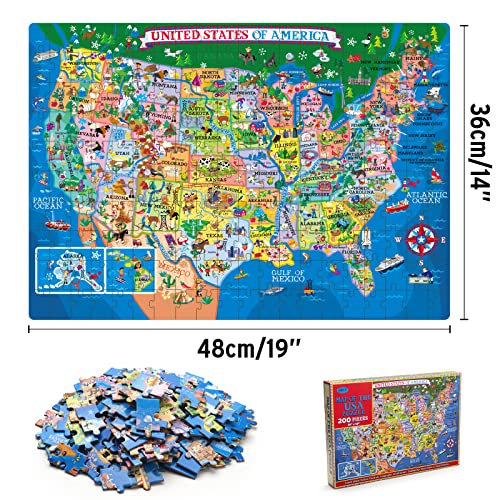 USA Map Puzzle for Kids - 200 Piece United States Puzzle - 50 States with Capitals for Kids Ages 4 and Up, America Jigsaw Puzzle Children’s Geography Puzzles Preschool Toys - color: B: Usa Map Jigsaw