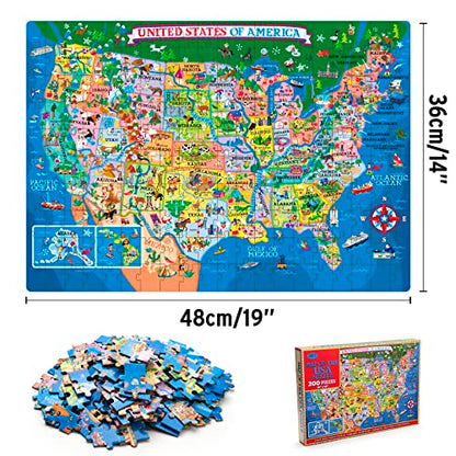 USA Map Puzzle for Kids - 200 Piece United States Puzzle - 50 States with Capitals for Kids Ages 4 and Up, America Jigsaw Puzzle Children’s Geography Puzzles Preschool Toys - color: B: Usa Map Jigsaw