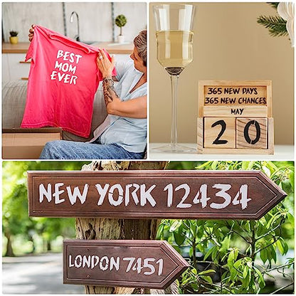 36pc Reusable Letter Stencils for Painting - Alphabet & Numbers, Spray Painting, Wood, Wall, Fabric, Rock, Chalkboard, Signage (11 inch, Cursive) - size: 11 IN