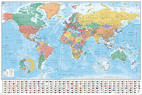 POSTER STOP ONLINE Political Map of The World - Educational Poster/Print (World Map with Flags) (Size 36" x 24") - color: Unframed