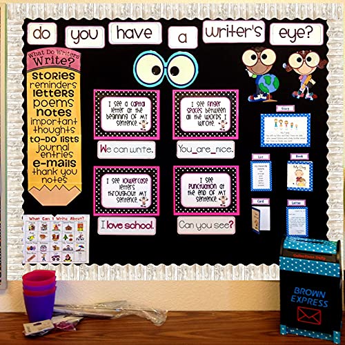White Wood Bulletin Board Border Trim for Classroom Decoration 36 Feet