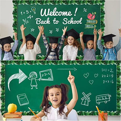 Panelee Tropical Leaves Border 68.9 Feet Bulletin Board Border Butterflies Flowers Bee Space Inspirational Cute Decor for Classroom Bulletin Boards Chalkboard Wall Decor - style: Leaves