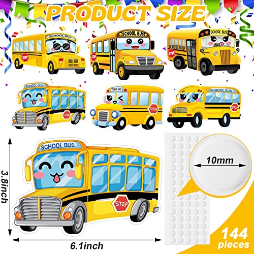 Tisancy 144 Pcs Bulletin Boards Cutouts Yellow Smile Face Cutouts for Classroom Bulletin Boards Decorations with 300 Adhesive Dots, Elementary Classroom Decor(School Bus) - style: School Bus