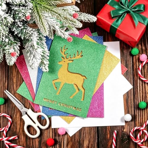 40 Sheets A5 Glitter Cardstock, 20 Colors, Greeting Card, Scrapbook, DIY | 250 GSM Structured Glitter Paper, Easy to Cut, Fold, Bond, Cupcake Toppers, Scrapbooks, Birthday Banners, Gift Packaging