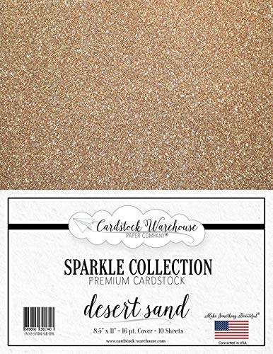 Cardstock Warehouse Sparkle Desert Sand Glitter - 8.5 x 11" - 16 Pt. / 280 Gsm Premium Cardstock Paper - 10 Sheets - color: Desert Sand, size: 8.5 x 11 - 10 Sheets