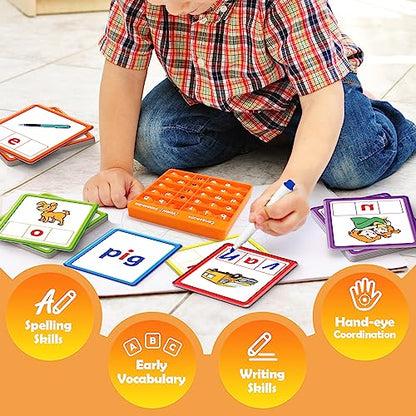 Torlam CVC Word games Phonics Games Sight Words Flash Cards, Spelling Reading Learning Flashcards, Speech Therapy Toy Preschool Kindergarten Classroom Learning Activities Must Have Homeschool Supplies - style: CVC