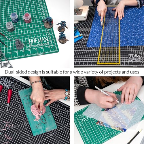 Breman Precision 18x24 Inch Self Healing Cutting Mat – 2-Sided 5-Ply PVC Green/Black Cutting Mats for Crafts, Sewing, Quilting & DIY Projects with Durable Non-Slip Surface & Precise Grid Lines - color: Green/Black, size: 18x24