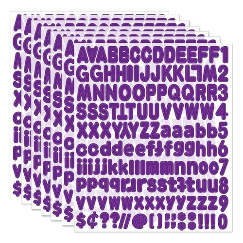 Alphabet Stickers, 1'' Inch, 12 Sheets, Deep Purple Letter Stickers, Self-Adhesive Vinyl, Mailbox Numbers, Classroom & Home Decor - color: Deep Purple