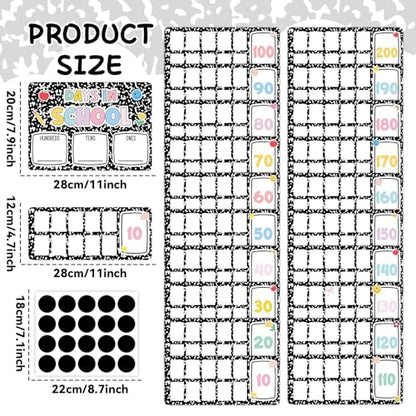 Composition Number of The Day Posters Back to School Countdown Bulletin Board Decoration First Day of School Poster Composition Place Value Chart for Classroom Hundreds Tens Ones Counting Pocket Chart - style: Composition book