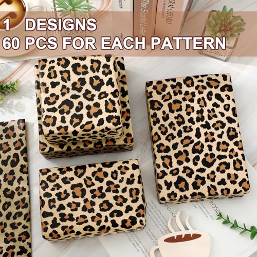 60 Sheets Leopard Print Tissue Paper Gift Wrapping Paper, 14 x 20 Inch | Cheetah, Floral Bouquet DIY Art Crafts Tissue, for Wedding Birthday Holiday Party - color: Leopard Print (Brown, Black, etc.)