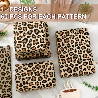 60 Sheets Leopard Print Tissue Paper Gift Wrapping Paper, 14 x 20 Inch | Cheetah, Floral Bouquet DIY Art Crafts Tissue, for Wedding Birthday Holiday Party - color: Leopard Print (Brown, Black, etc.)