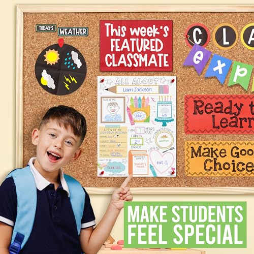 Hadley Designs All About Me Posters for Classroom Must Haves - 20 Star Student Poster, 100 Days of School Items, Star of The Week Poster Elementary Classroom Decor, End of School Year Teacher Supplies - style: Notebook