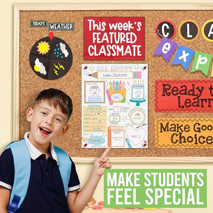 Hadley Designs All About Me Posters for Classroom Must Haves - 20 Star Student Poster, 100 Days of School Items, Star of The Week Poster Elementary Classroom Decor, End of School Year Teacher Supplies - style: Notebook