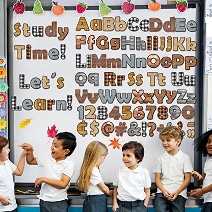 230pcs Letters Combo Pack Set, Fall Thanksgiving Classroom Alphabet Letters Numbers Bulletin Board Block Decor Accents Cutouts for Students Kids - style: Fall
