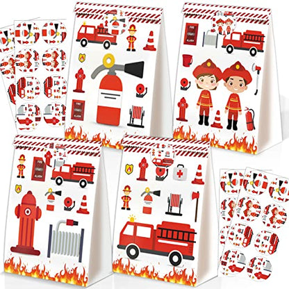 24pcs Firetruck Goodie Bags Fire Truck Birthday Party Supplies Firefighter Party Supplies Firetruck Birthday Decorations - style: firetruck