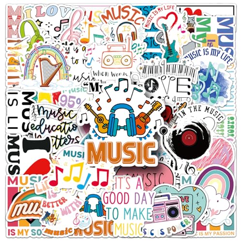 100PCS Music Stickers, Funny Music Gifts for Student Vinyl Waterproof for Water Bottle Laptop Luggage Guitar Gifts for Adult Teacher Students - style: Music Stickers