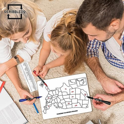 SCRIBBLEDO United States Map for Classroom Dry Erase Board for Kids Map of The United States 11”x14” White Board Teacher Student Classroom Learning Practice Travel USA Whiteboard