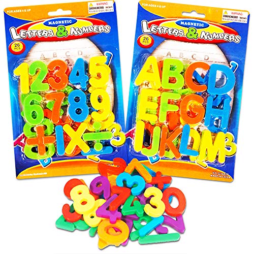 (2 Pack) Magnetic Learning Letters and Numbers, Total 52 Piece Set