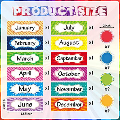 Zonon 48 Pcs Months of The Year Bulletin Board Set 12 Classroom Holiday Monthly Headliners with 36 Confetti Cutouts Seasonal Monthly Bulletin Board Borders Decoration for Classroom(Simple Style) - style: Simple Style