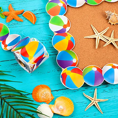 Panelee Summer Beach Ball Border 68.9 Feet Bulletin Board Border Butterflies Flowers Bee Space Inspirational Cute Decor for Classroom Bulletin Boards Chalkboard Wall Decor - style: Ball