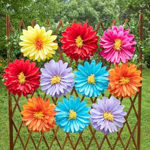Large paper flowers, 10 Pcs 20 Inch Tissue Paper Flowers Decorations for Wall, Yellow, Red, Pink, Orange, Blue, and Purple Handcrafted Giant Paper Flowers for Summer Wedding Birthday Wall Decor - color: Red