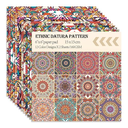 6x6" 160gsm Cardstock Single Sided Scrapbooking 24 Papers Pad Vintage Decoupage Scrapbook Kit Patterned Paper Junk Journal Supplies Journaling Supply Scrap Paper Crafting. Datura - color: 24sheets-datura