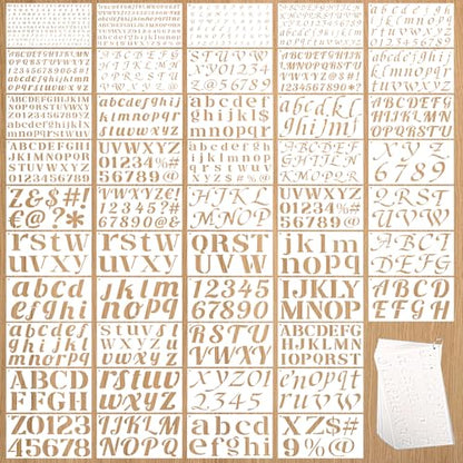 1/3, 1/2, 3/4, 1, 3/2, 2 Inch Letter Stencils for Painting,45 Pack Alphabet and Number Stencils for Crafts Reusable for Art Projects Scrapbook Home Decor - size: Small