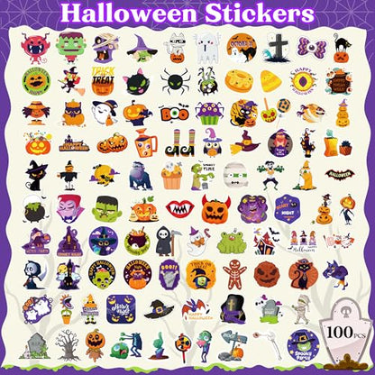 OHOME Halloween Stickers | 100 PCS Halloween Party Favors - Halloween Games Toys Gifts Party Supplies - Crafts Accessories Treats Bulk for Classroom - style: Halloween