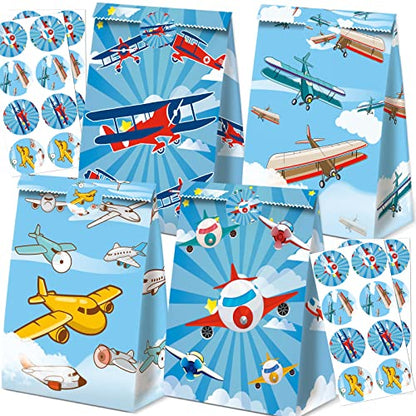 24Pcs Plane Party Bags Airplane Birthday Party Supplies Planes Party Decorations Airplane Gift Bag Airplane First Birthday Decorations - style: airplane01