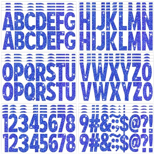 376 Pcs 24 Sheets Large Letter Stickers Glitter Big Font Alphabet Number Self Adhesive Vinyl Stick on Letters Sticker for Mailbox Crafts Poster Bulletin Boards Classroom Home Decor(Navy Blue,2.5 Inch) - color: Navy Blue, size: 2.5 Inch