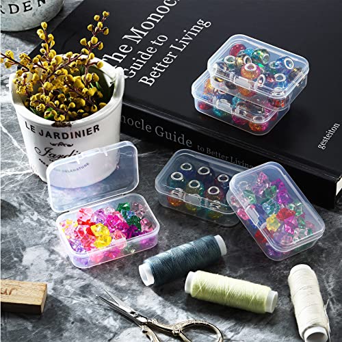 SATINIOR 24 Packs Small Clear Plastic Beads Storage Containers Box with Hinged Lid for Storage of Small Items, Crafts, Jewelry, Hardware(2.5 x 1.7 x 0.8 Inches) - size: 2.5 x 1.7 x 0.8 in