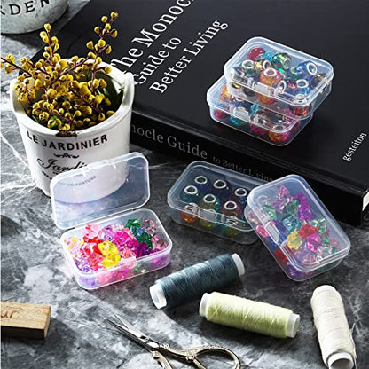 SATINIOR 24 Packs Small Clear Plastic Beads Storage Containers Box with Hinged Lid for Storage of Small Items, Crafts, Jewelry, Hardware(2.5 x 1.7 x 0.8 Inches) - size: 2.5 x 1.7 x 0.8 in