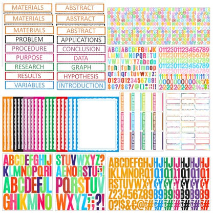 46 Sheets VinTS Self Adhesive Science Fair Display Boards Supplies Included 21 Presentation Science Subtitles 6 Project Titles 19 Stickers for School Office Colorful