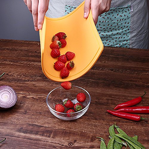 Liflicon Thick Silicone Cutting Boards for Kitchen Silicone Chopping Boards/Mats Set of 2 Extra Large14.6''x10.43'', Mini 9.1”x7.1” Non-slip Deep Drip Juice Groove, Dishwasher Safe-Yellow - color: Yellow, size: S+L