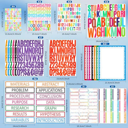 46 Sheets VinTS Self Adhesive Science Fair Display Boards Supplies Included 21 Presentation Science Subtitles 6 Project Titles 19 Stickers for School Office Colorful