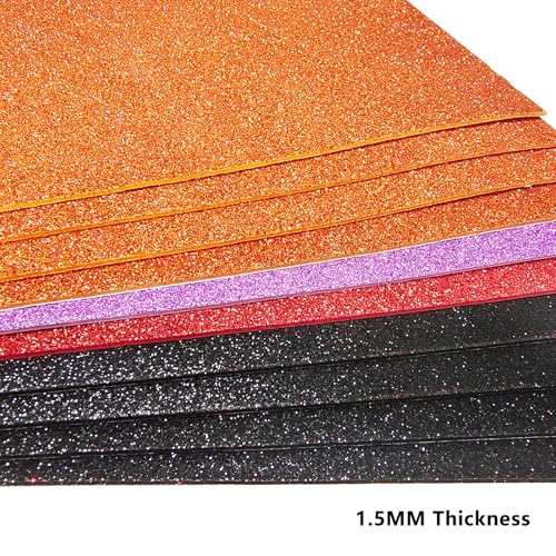 Jtnohx Glitter Foam Sheets with Adhesive Backing, Self Adhesive Eva Foam for Crafts, 7"×11.3" 10 Pcs Sticky Glitter Craft Eva Sheets for Arts Projects (Halloween) - color: halloween