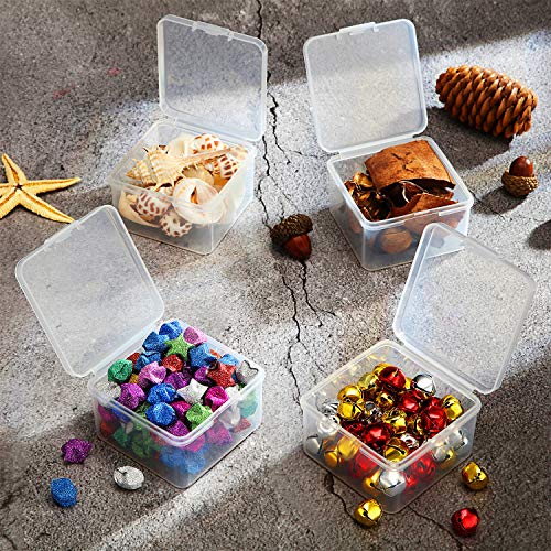 SATINIOR 24 Packs Small Clear Plastic Beads Storage Containers Box with Hinged Lid for Storage of Small Items, Crafts, Jewelry, Hardware (2.48 x 2.48 x 1.57 Inches) - size: 2.48 x 2.48 x 1.57 in