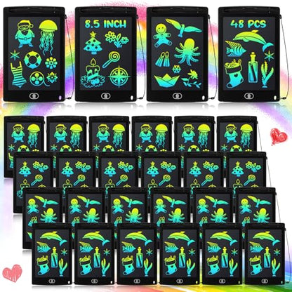 Zhehao 48 Pieces LCD Writing Tablet for Kids 8.5 Inch Doodle Pads Bulk Erasable Drawing Doodle Board Drawing Pads Learning Toy for Valentine Easter Gift Boys Girl Age 3-10(Black) - color: Black