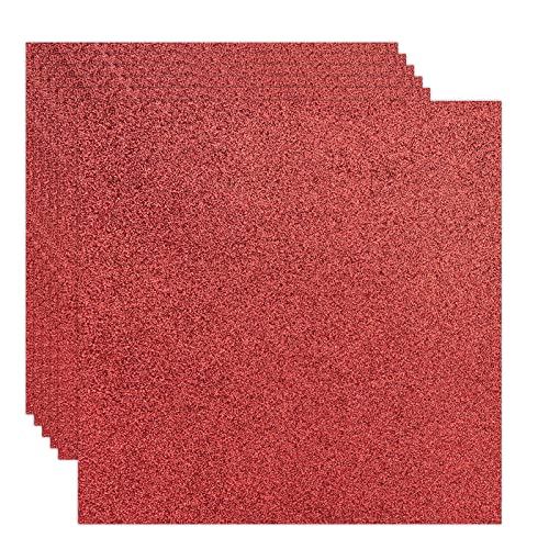 Rramorrra Red Glitter Cardstock Paper 12" x 12" 15 Sheets 350gsm/130lb Heavyweight Premium Red Sparkly Construction Paper for Cricut Machine, Christmas, Craft, DIY Projects, Party Decorations - color: Red