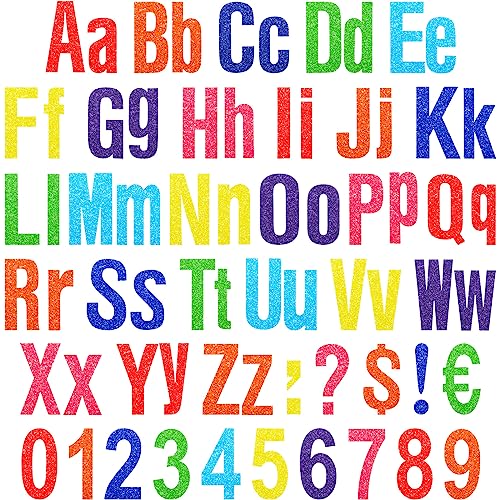 Tenare 134 Pcs 5 Inch Bulletin Board Letters Colorful Alphabet Letters Numbers and Punctuation Cutouts for Bulletin Board Wall Set for Display Chalkboard Back to School Favors(Glitter Rainbow) - color: Glitter Rainbow